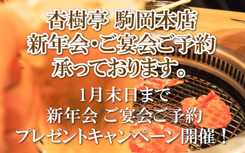 杏樹亭駒岡本店 2020年1月 新年会・ご宴会